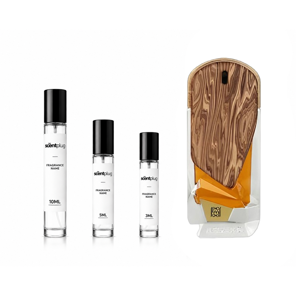 Sample of The Roots Ahmed Al Maghribi decant by The Scent Plug, showcasing the fragrance bottle with intricate design and branding.