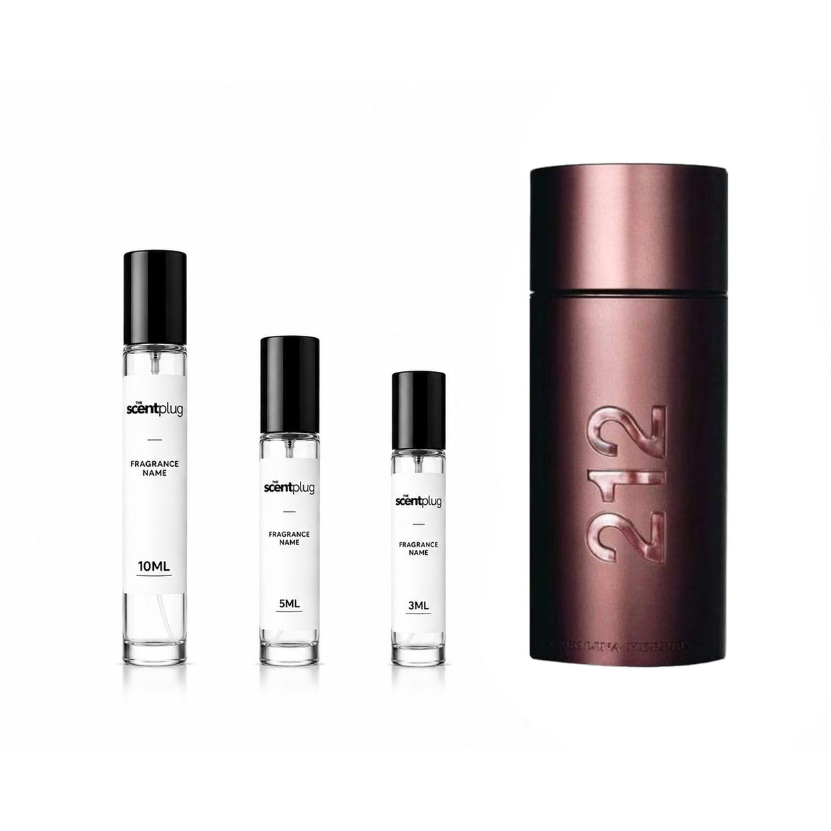 Sample of 212 Sexy Men by Carolina Herrera perfume decant in a small vial with branded label.