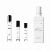 KLIKAT MONAYA Decant sample bottle by The Scent Plug, showcasing a sleek, clear container with a black cap for fragrance decanting.