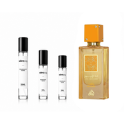 Decant sample of Ana Abiyedh Passion Lattafa Perfumes by The Scent Plug, featuring a sleek bottle with a floral and spicy fragrance.