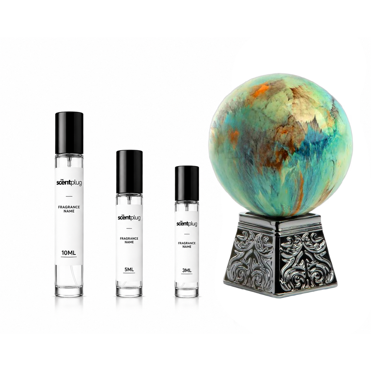 Atmosphere Aurora Scents decant sample by The Scent Plug, showcasing a small vial with a colorful label and scent description.