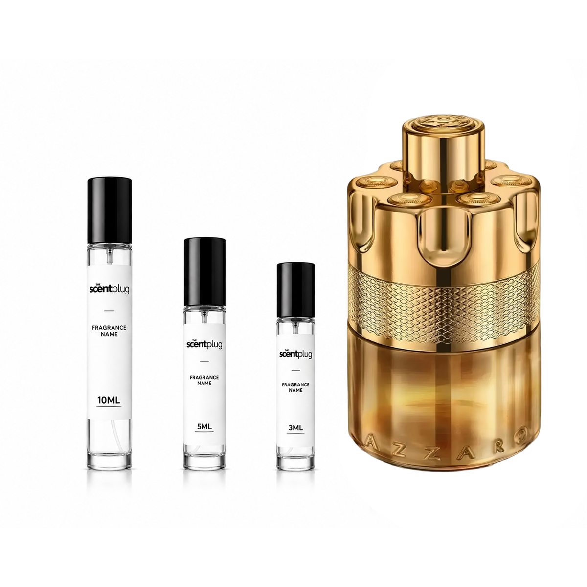 Azzaro Forever Wanted Elixir perfume sample decant from The Scent Plug, showcasing the elegant bottle design and fragrance details.
