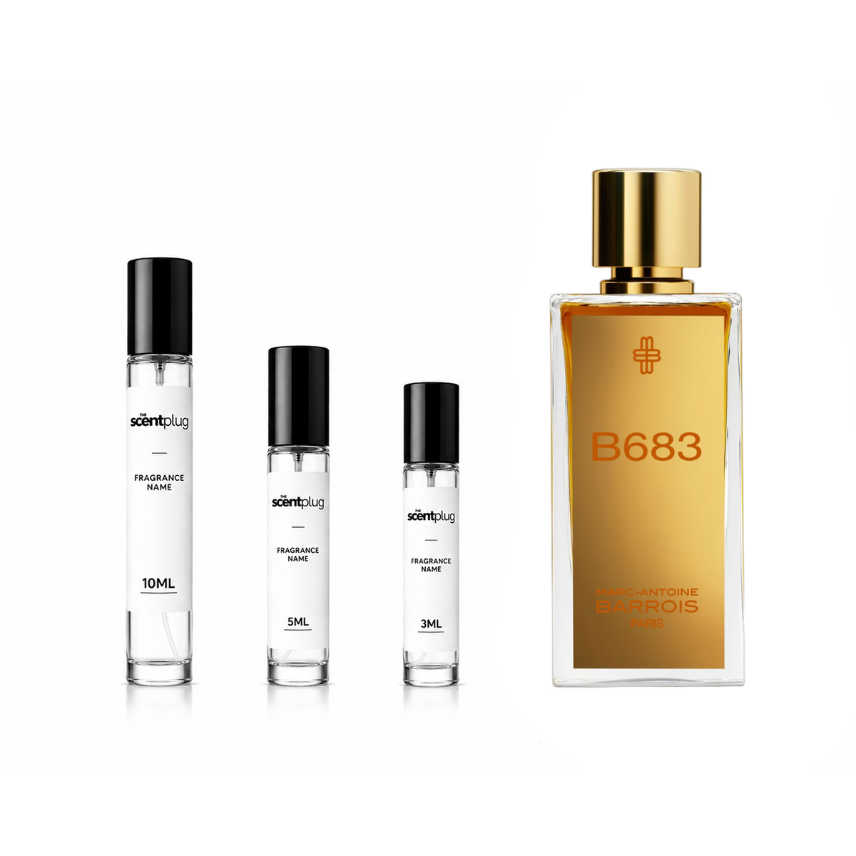 Sample of B683 Marc-Antoine Barrois Decant fragrance by The Scent Plug in a sleek container with elegant branding.