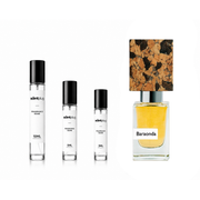 Decant sample of Baraonda Nasomatto perfume showing the fragrance bottle with its distinctive design.