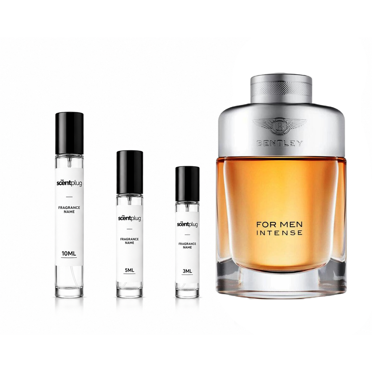 Sample image of Bentley for Men Intense fragrance decant by The Scent Plug, showcasing the elegant bottle design.
