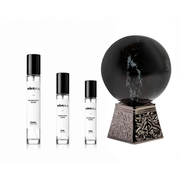 Black Obsidian Aurora Scents decant sample by The Scent Plug, featuring a sleek black bottle with a minimalist label.