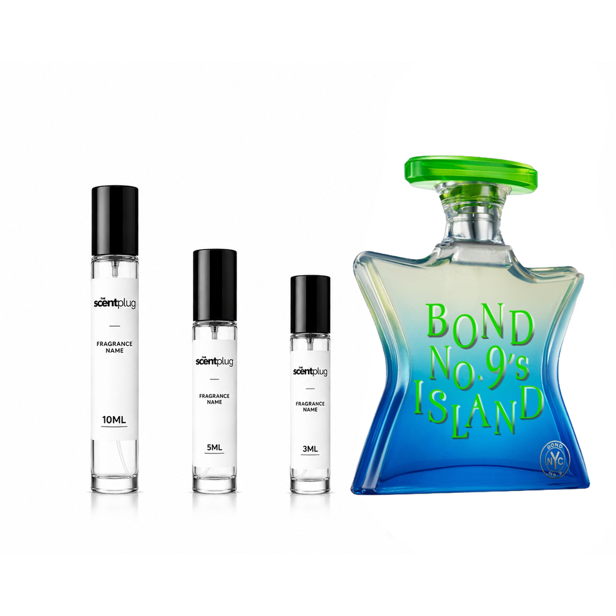 Bond No.9 Island Bond perfume sample decant by The Scent Plug with a sleek bottle and vibrant island-inspired design.