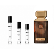Decant of Brûlée Ahmed Al Maghribi perfume by The Scent Plug, featuring a clear glass bottle with a silver cap and elegant design.