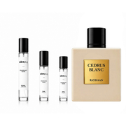 Sample of Cedrus Blanc Rayhaan by The Scent Plug, showcasing the decant bottle with elegant packaging and branding.