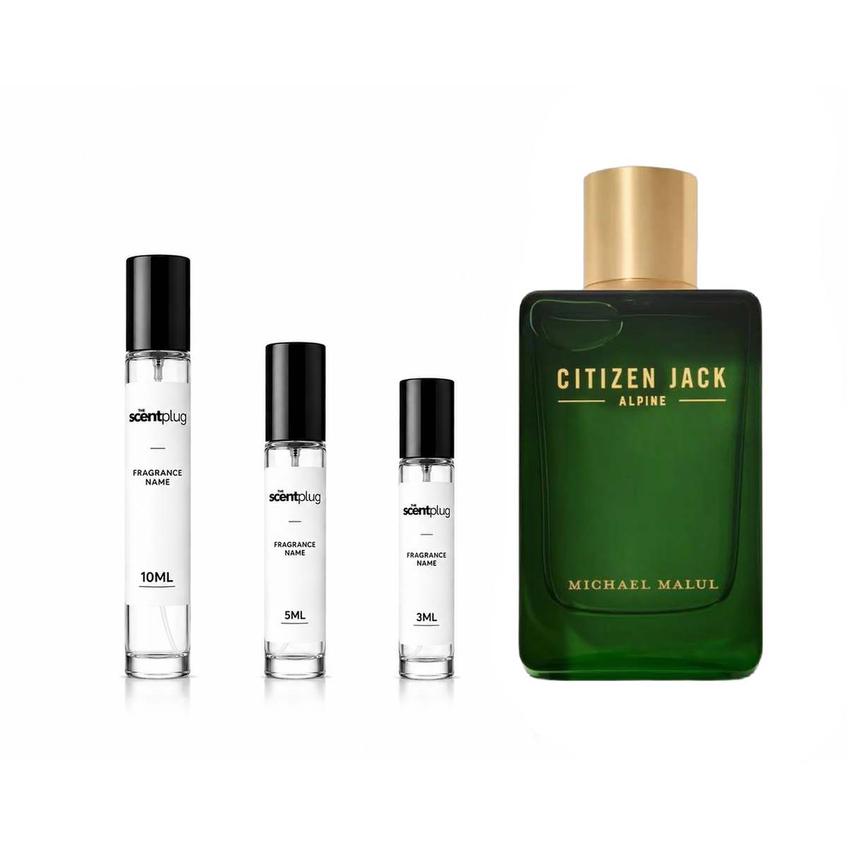 Citizen Jack Alpine by Michael Malul London perfume sample bottle from The Scent Plug, featuring sleek packaging and branding.