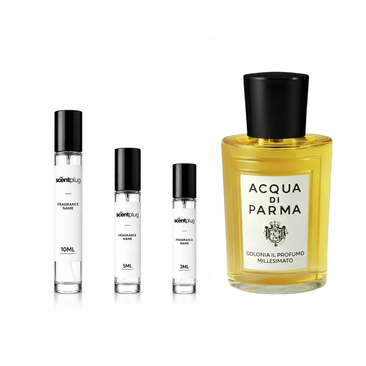 Sample of Acqua di Parma Colonia Il Profumo Millesimato fragrance in a decant from The Scent Plug, showcasing the elegant bottle.