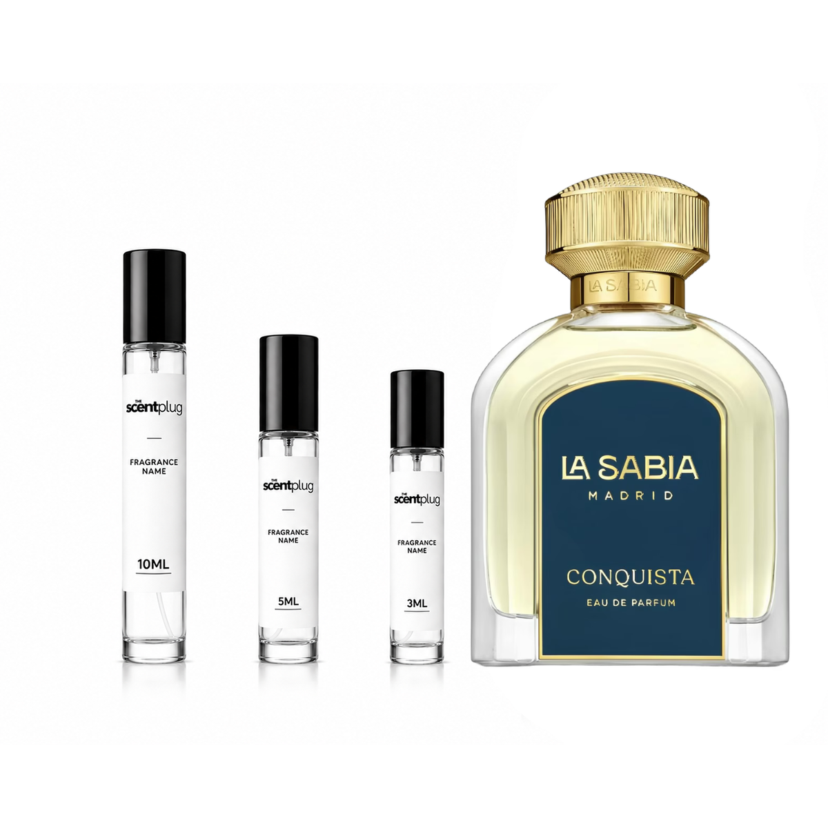 Conquista La Sabia Decant by The Scent Plug, a sample bottle of luxury fragrance with elegant packaging and a sophisticated scent.
