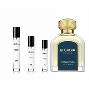 Conquista La Sabia Decant by The Scent Plug, a sample bottle of luxury fragrance with elegant packaging and a sophisticated scent.