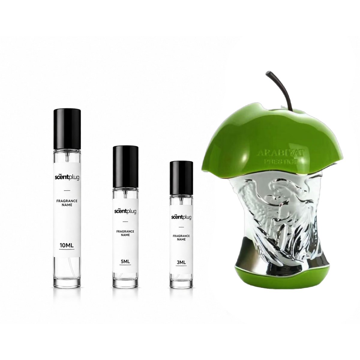 Cursed Arabiyat Prestige Decant sample bottle from The Scent Plug, showcasing elegant packaging and branding.