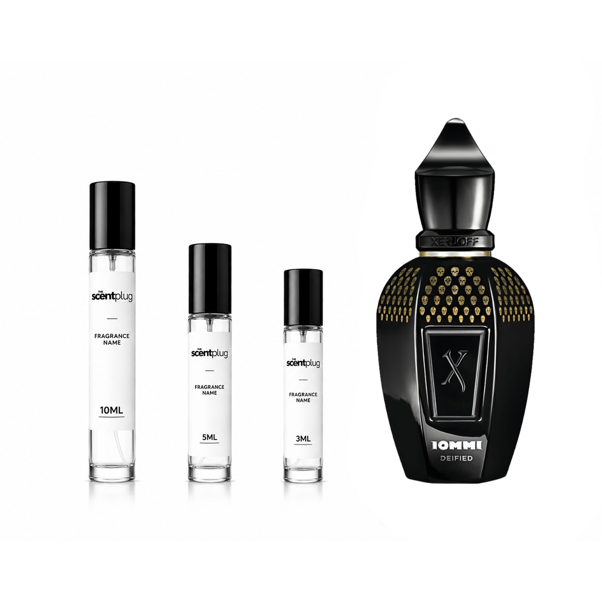 Deified Tony Iommi Parfum by Xerjoff sample decant, featuring a sleek bottle with elegant branding and fragrance details.