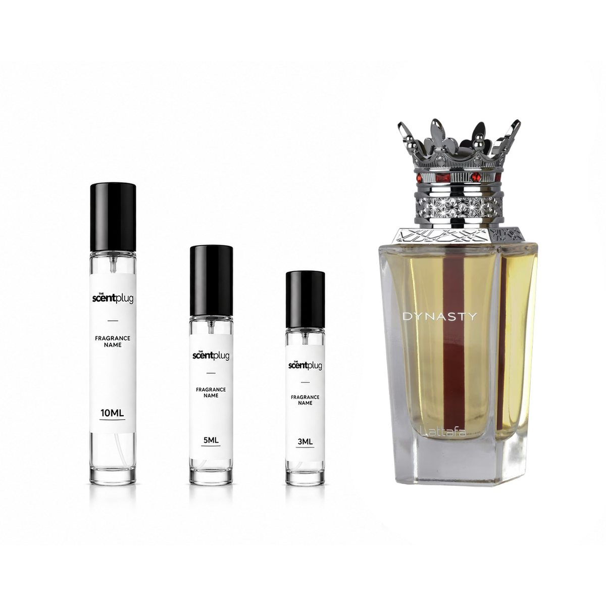 Sample of Dynasty Lattafa Perfumes by The Scent Plug, showcasing the perfume bottle and packaging for review.