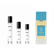 Eleganto Bujairami decant sample by The Scent Plug showing the clear glass bottle with elegant label and spray nozzle.