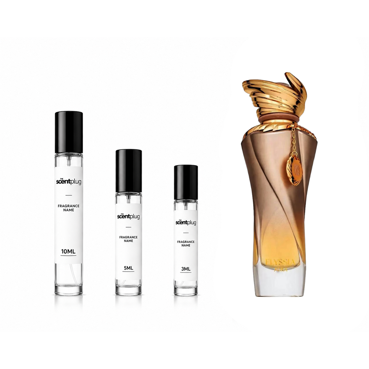 Elyssia Aura Riiffs perfume decant sample by The Scent Plug, showcasing the small glass vial with fragrance label.