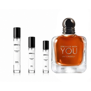 Decant sample of Emporio Armani Stronger With You Intensely fragrance by Giorgio Armani, featuring the perfume bottle and packaging.