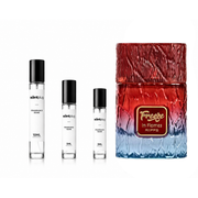 Sample of Freeze in Flames Riffs decant by The Scent Plug, showing the clear bottle and label with product details