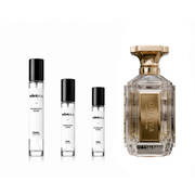 Galatea Velixir decant sample from The Scent Plug featuring a sleek, clear container with a black cap and elegant branding.