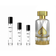 Sample of Game of Spades Topaz Jo Milano Paris Decant by The Scent Plug, showcasing the elegant perfume bottle design.