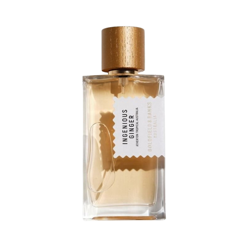 Goldfield & Banks Ingenious Ginger Eau de Parfum bottle with elegant packaging and golden accents.