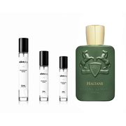 Haltane by Parfums de Marly sample decant, small fragrance vial with branding, showcasing luxurious scent packaging.