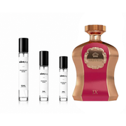 Sample of Highness IX Afnan perfume decant by The Scent Plug, showcasing the elegant bottle with intricate design.