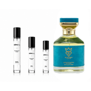Houdini Bujairami Decant sample bottle from The Scent Plug, showcasing the fragrance container with label and cap.
