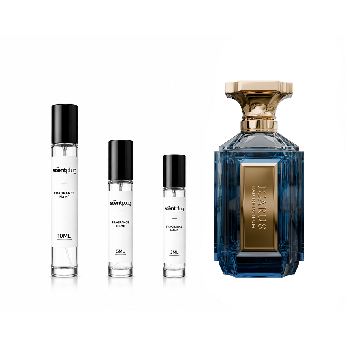 Icarus Velixir Decant sample bottle from The Scent Plug with a sleek design and label featuring the product name.