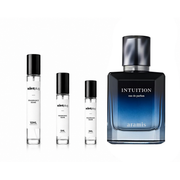 Sample of Intuition Aramis perfume decant by The Scent Plug, showcasing the elegant bottle and fragrance design.