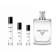 Jimmy Choo Man Ice decant sample bottle from The Scent Plug, showcasing the sleek, clear container with the Jimmy Choo Man Ice fragrance label.