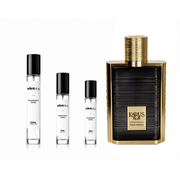 Karus Gold Absolu Khadlaj perfume decant sample by The Scent Plug, featuring a sleek bottle with gold accents and elegant packaging.