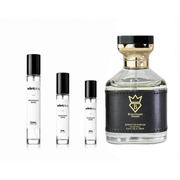 Sample of Kingsman Bujairami fragrance by The Scent Plug, showing the decant bottle with a sleek design and label.