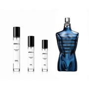 Sample decant of Le Male in Blue Limited Edition Eau de Parfum by The Scent Plug, showcasing the blue perfume bottle.