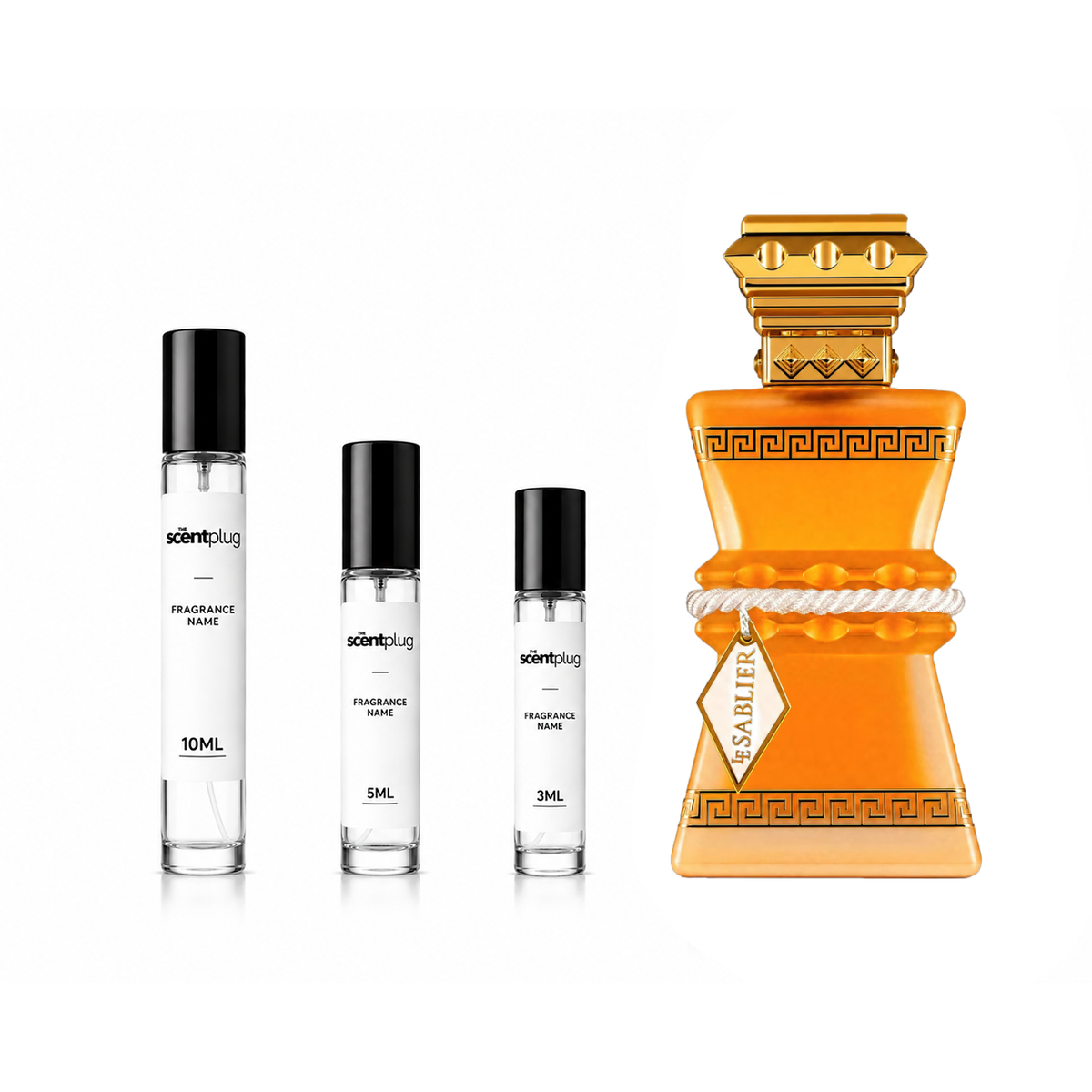 Le Sablier Zeus decant sample bottle from The Scent Plug, with elegant packaging and sleek design for fragrance sampling.