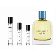Light Blue Pour Homme Eau de Parfum by Dolce&Gabbana sample decant, showcasing the light blue fragrance bottle with branding.