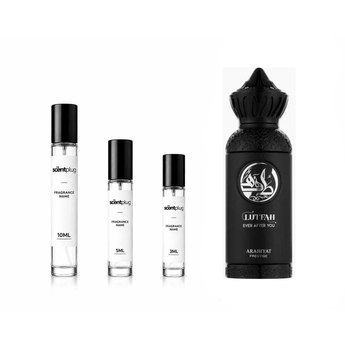 Lutfah Ever After You Arabiyat Prestige perfume decant by The Scent Plug, showcasing the elegant fragrance bottle and packaging.