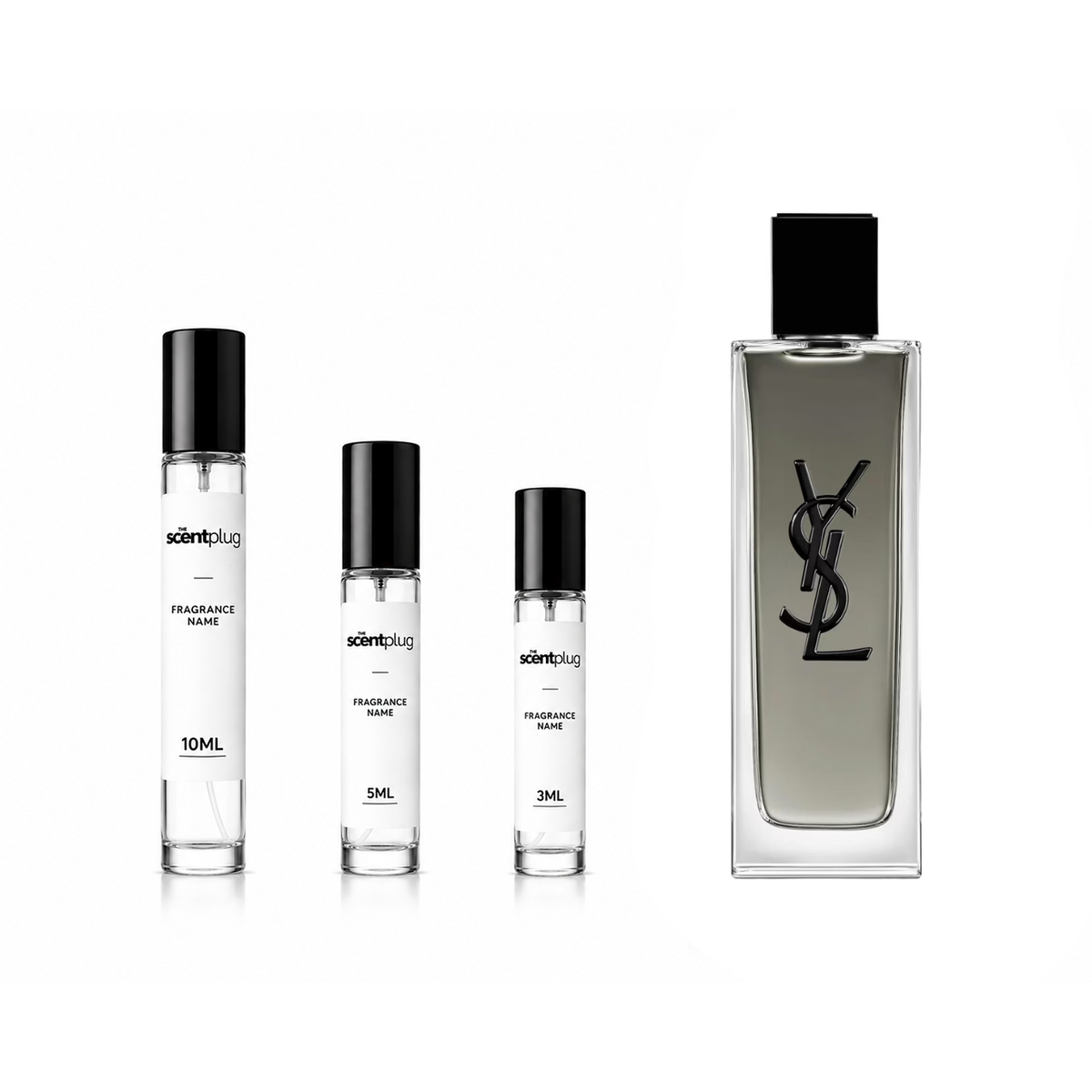MYSLF Eau de Toilette Intense by Yves Saint Laurent sample decant, small glass vial with fragrance label for personal use.