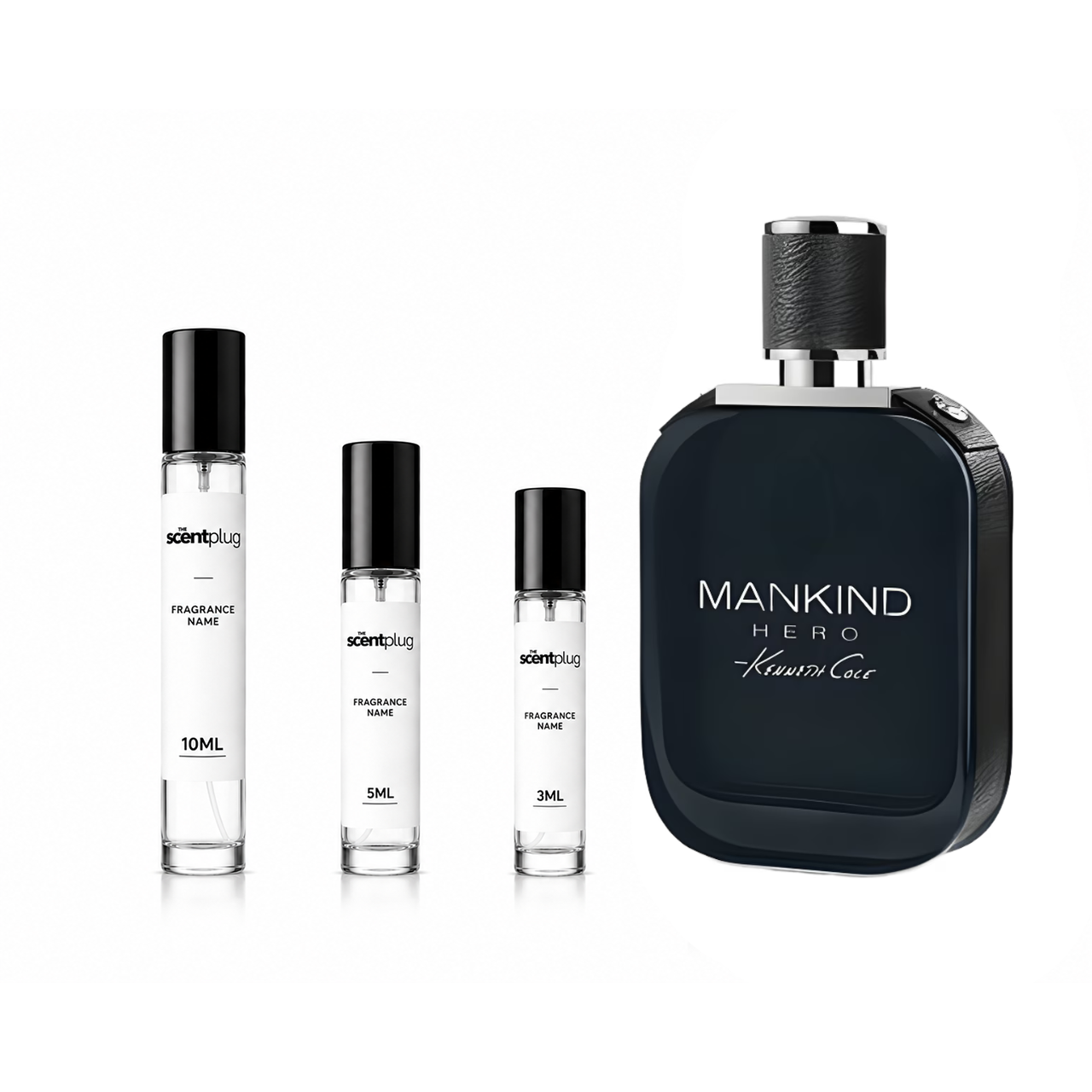 Sample of Mankind Hero by Kenneth Cole for men, featuring the sleek bottle design and branding from The Scent Plug.