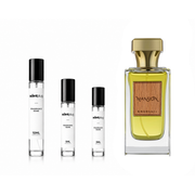 Sample of Mansion Khadlaj perfume decant from The Scent Plug, featuring a sleek bottle with elegant design and branding.