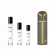 Sample of Mishlah by Lattafa Perfumes in a decant bottle, showcasing the fragrance with a sleek, clear container.