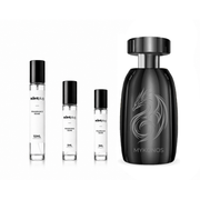Sample of The Scent Plug Mykonos Inferno Extrait de Parfum showing the small decant bottle with a sleek design and label.