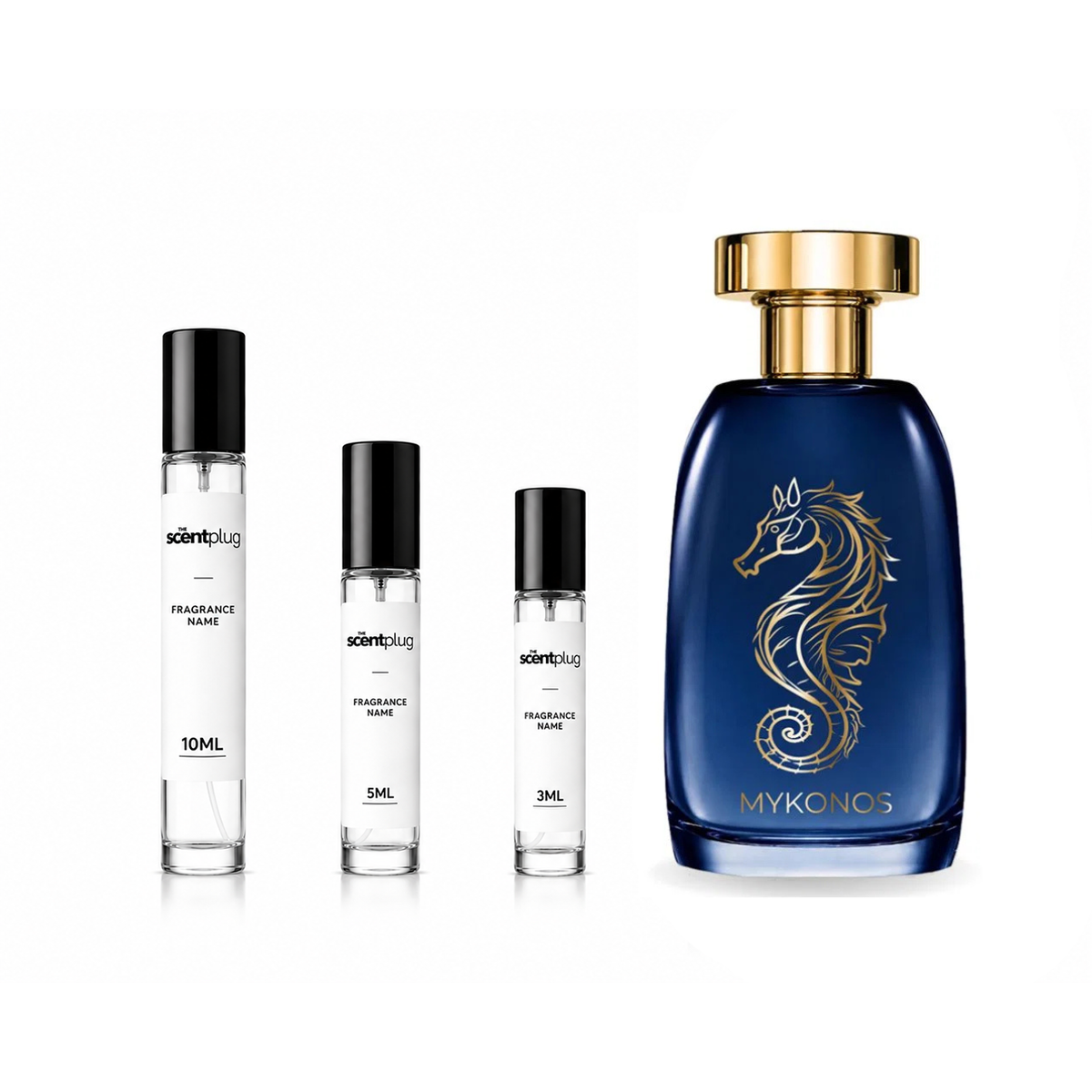 Mykonos Nautilus Extrait de Parfum sample in a small decant from The Scent Plug, featuring a luxurious fragrance bottle.