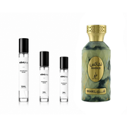 Nafais Sharq Khadlaj perfume decant sample by The Scent Plug, featuring elegant glass vial with perfume liquid inside.