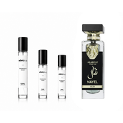 Sample of Nayel Oud Arabiyat Prestige perfume decant by The Scent Plug, showcasing elegant packaging and rich oud fragrance.