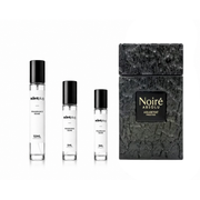 Noirè Absolu Arabiyat Prestige fragrance sample by The Scent Plug, featuring a sleek black bottle with elegant gold accents.