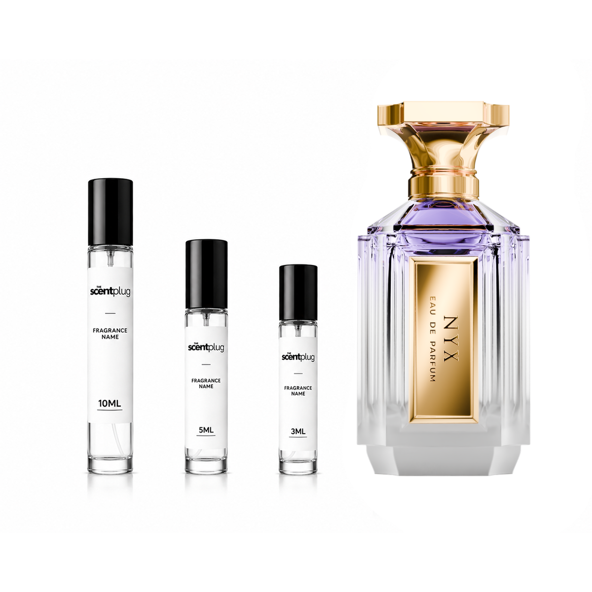 Sample of Nyx Velixir perfume by The Scent Plug in a clear decant bottle with a black cap and label.