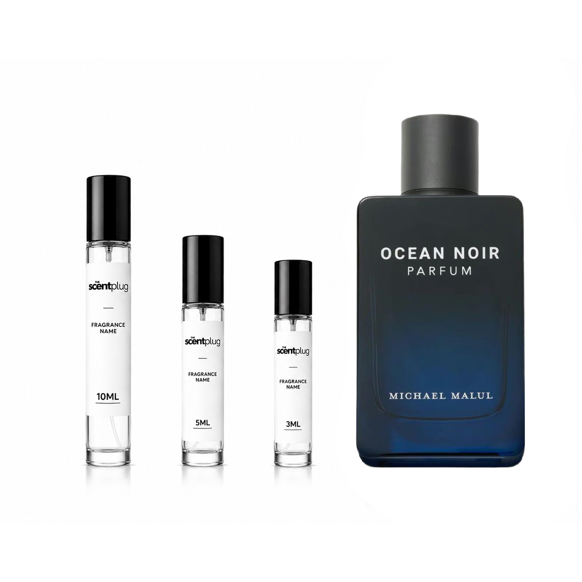 Sample of Ocean Noir Parfum by Michael Malul London, showcasing the elegant bottle and scent profile.